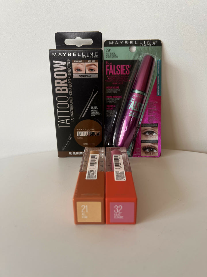 Maybelline Makeup Set - Mascara, Brows, Highlighter and Blush