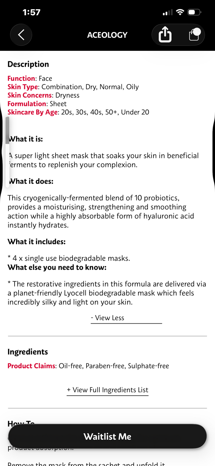 ACEOLOGY MULTI VITAMIN BRIGHTENING BIODEGRADABLE MASKS BRAND NEW