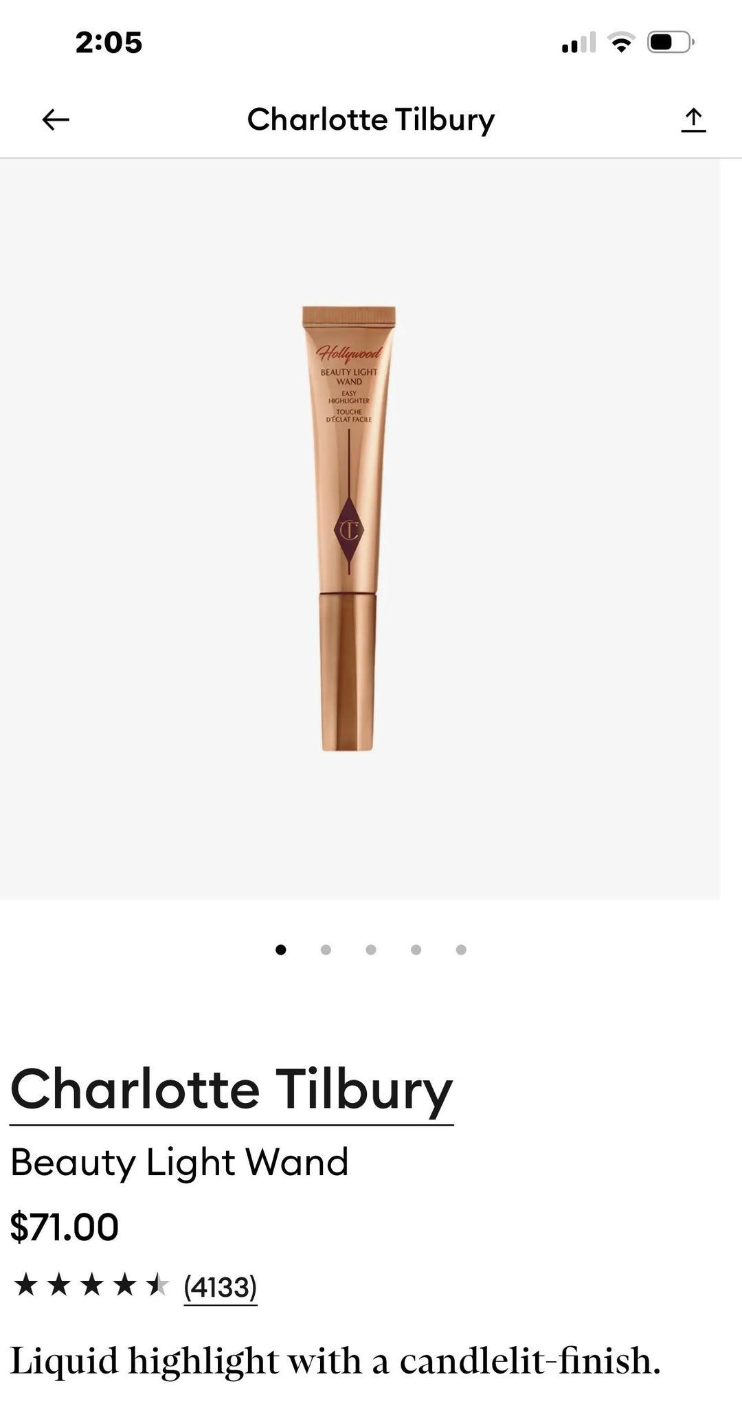 CHARLOTTE TILBURY BEAUTY LIGHT WAND HIGHLIGHTER IN PILLOW TALK BRAND NEW