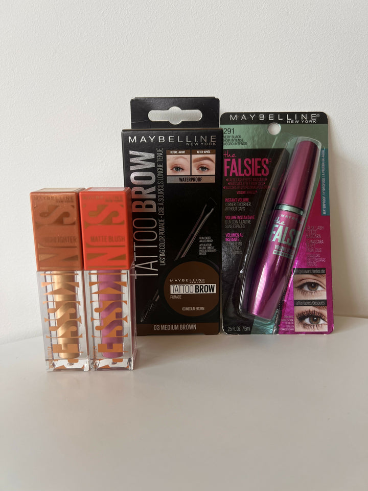Maybelline Makeup Set - Mascara, Brows, Highlighter and Blush
