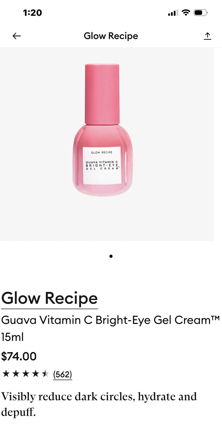 GLOW RECIPE GUAVA VITAMIN C BRIGHT-EYE GEL CREAM BRAND NEW