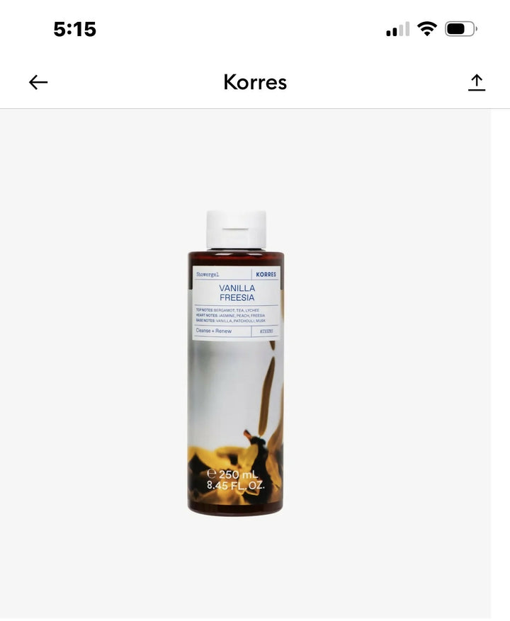 KORRES RENEWING BODY CLEANSER IN PURE COTTON BRAND NEW