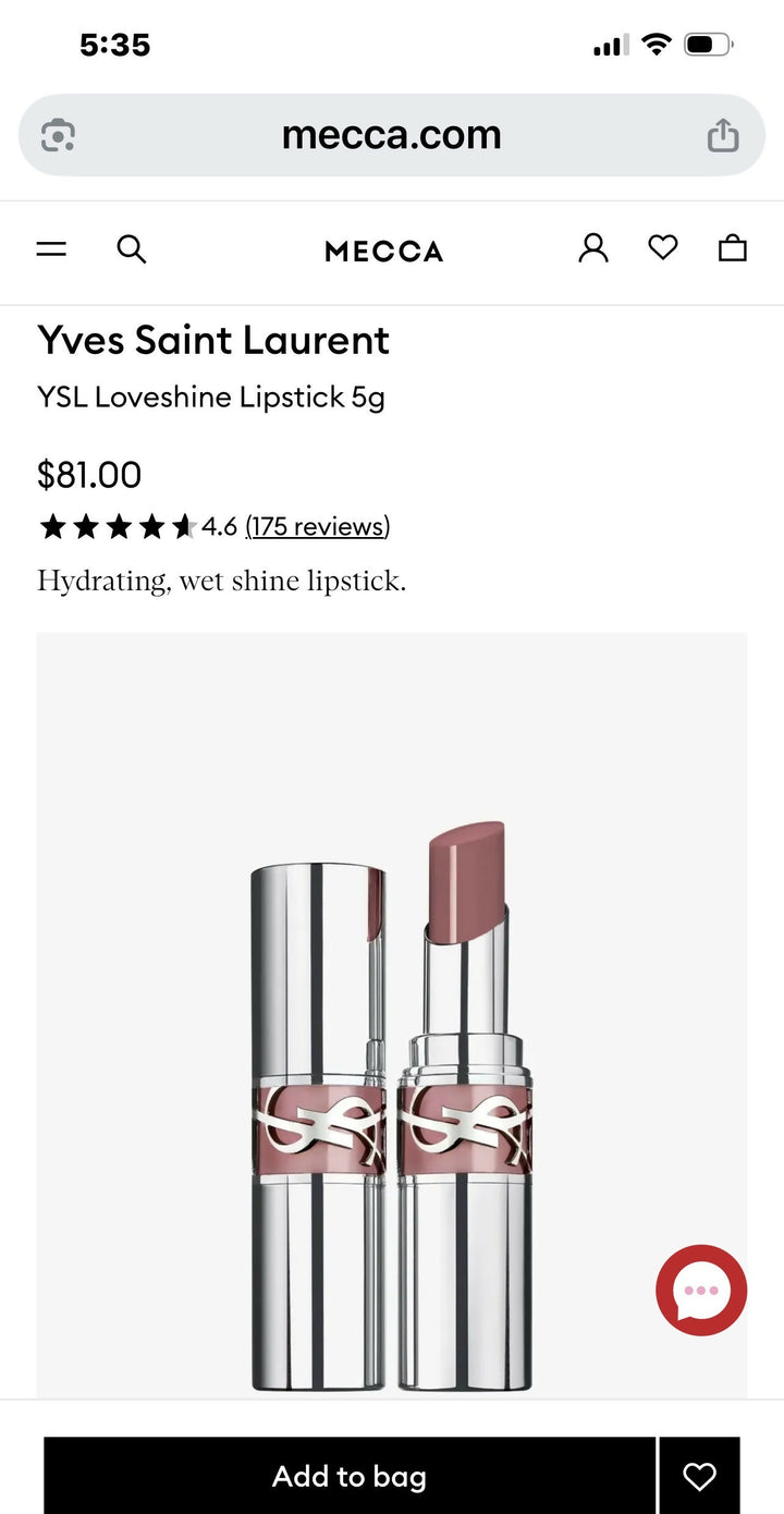 YSL LOVESHINE CANDY GLAZE LIPSTICK IN SHOWCASING NUDE BRAND NEW