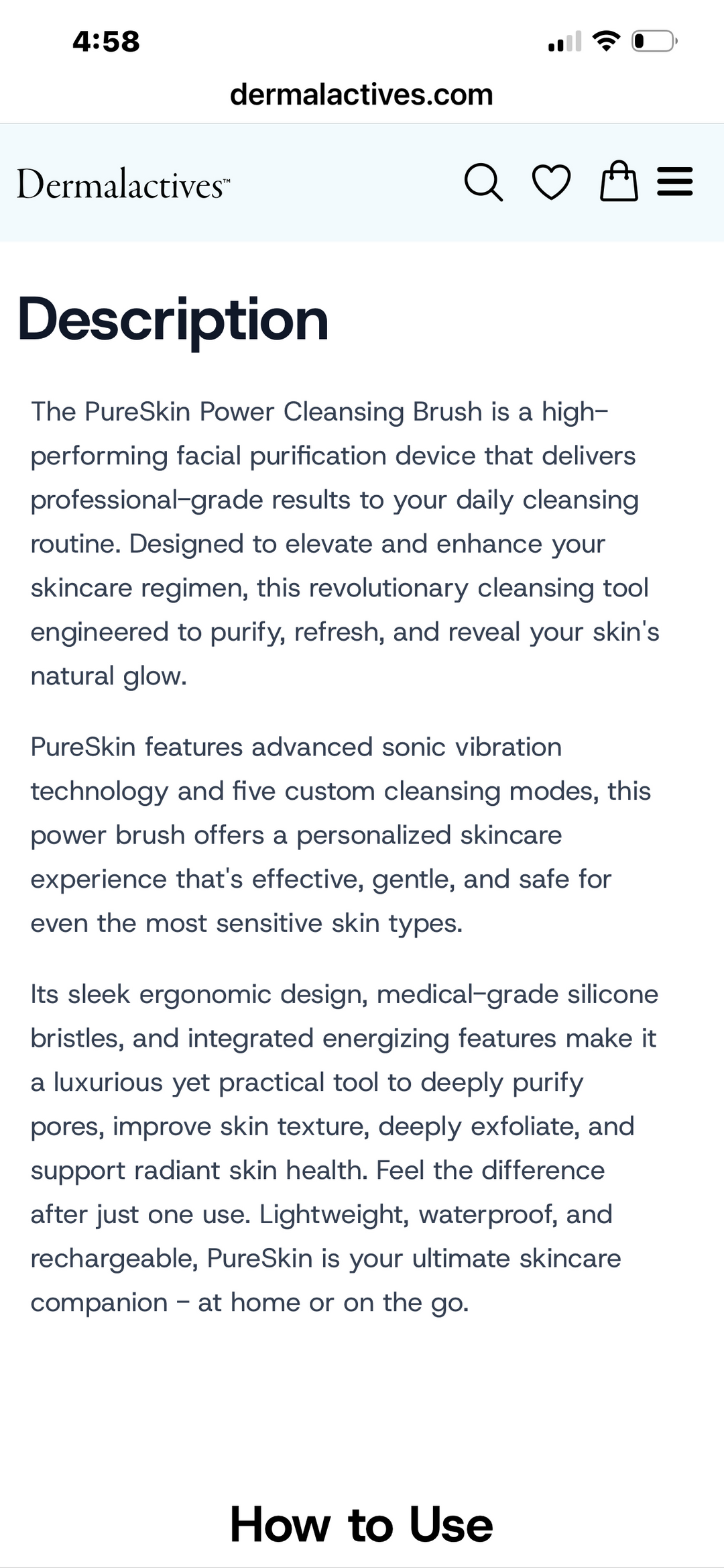 DERMALACTIVES PURE SKIN CLEANSING BRUSH BRAND NEW