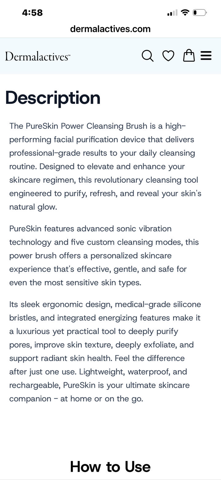 DERMALACTIVES PURE SKIN CLEANSING BRUSH BRAND NEW