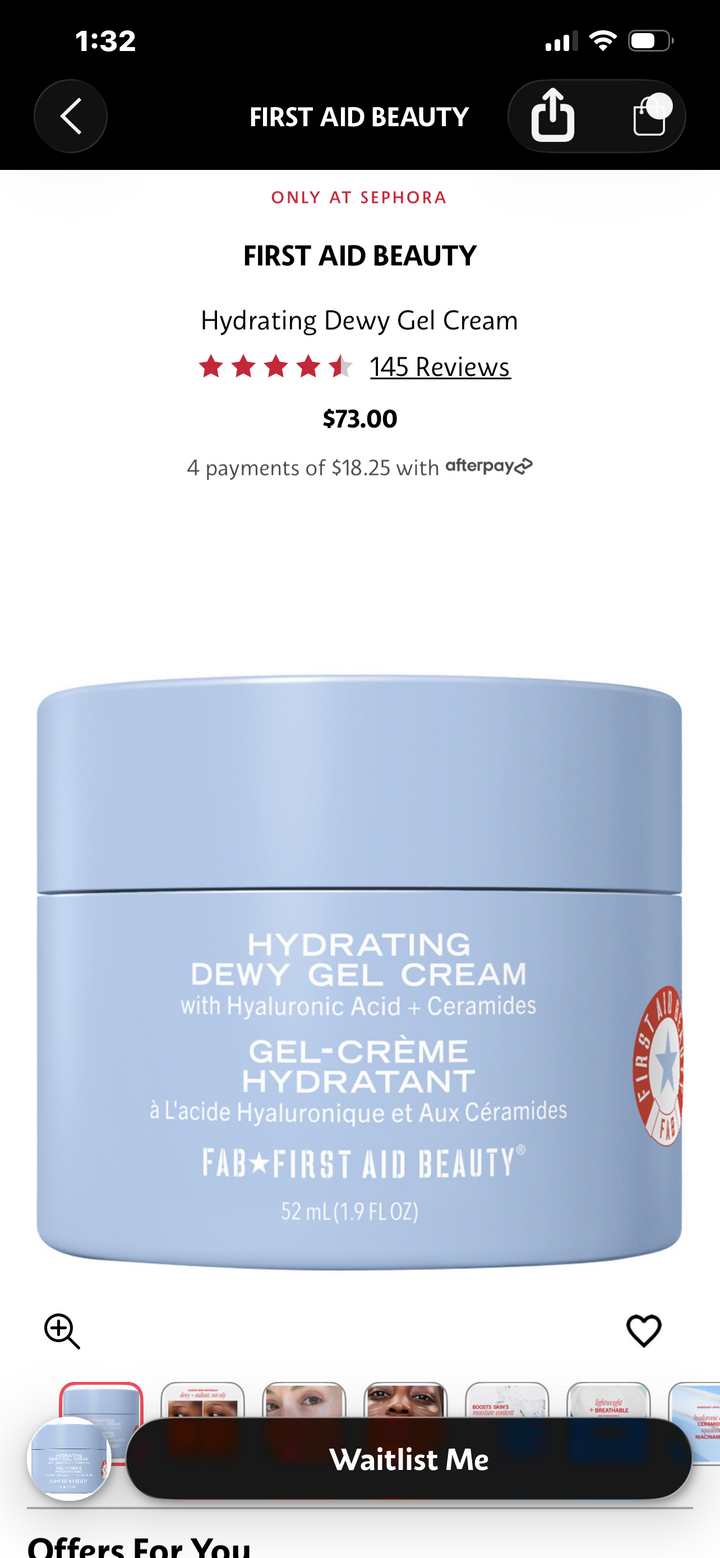 FIRST AID BEAUTY HYDRATING DEWY GEL CREAM BRAND NEW