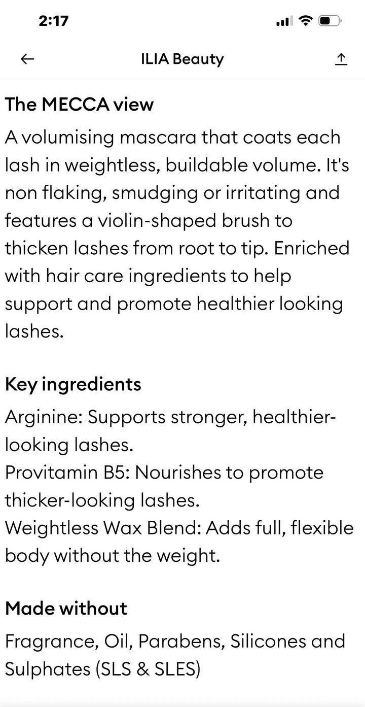 ILIA FULLEST VOLUMIZING MASCARA BRAND NEW