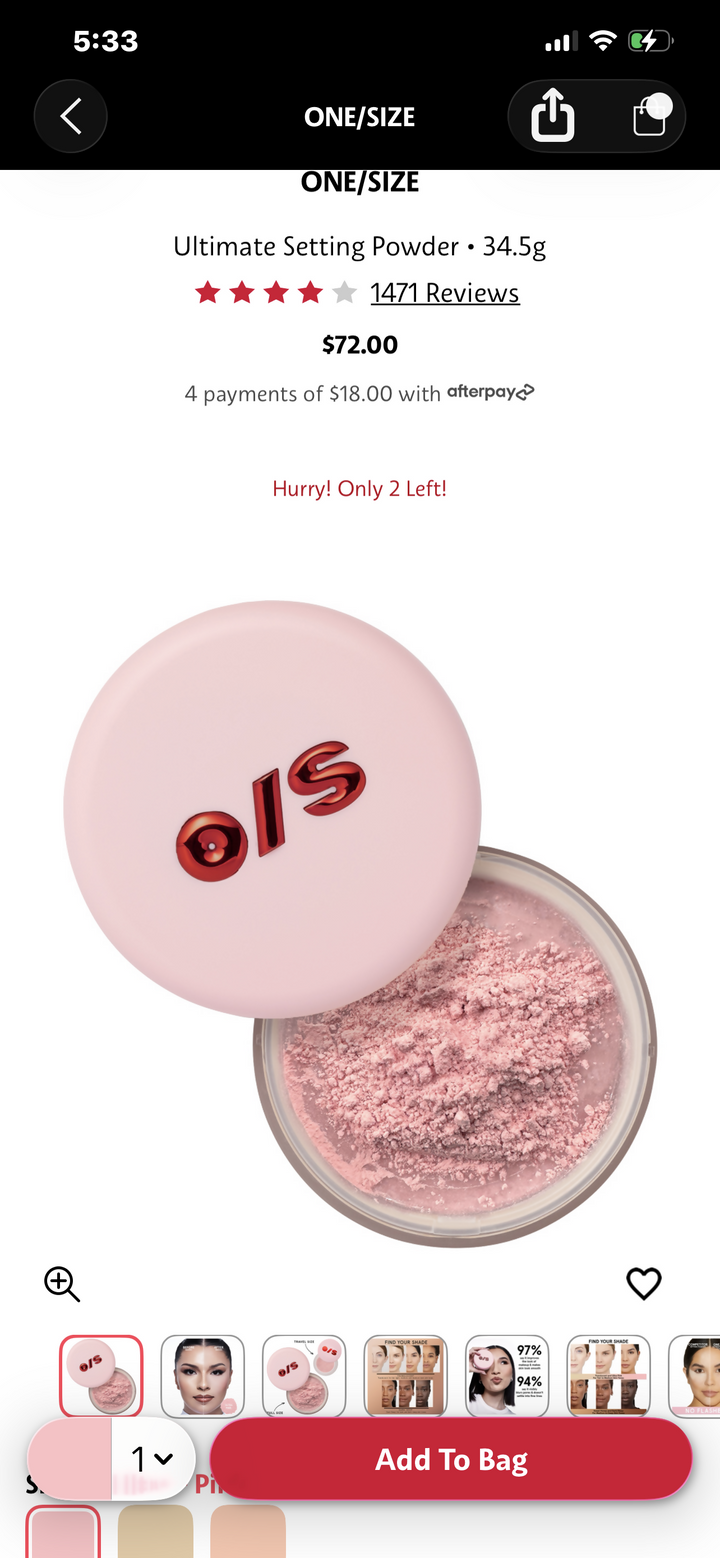 ONE SIZE ULTIMATE SETTING POWDER IN ULTRA PINK BRAND NEW